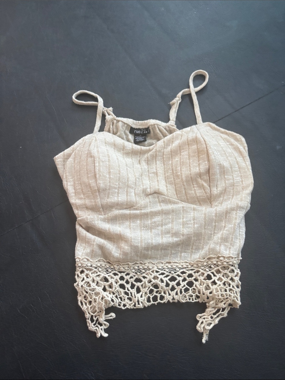 Rue21 Beige Crochet-Hem Cami Top